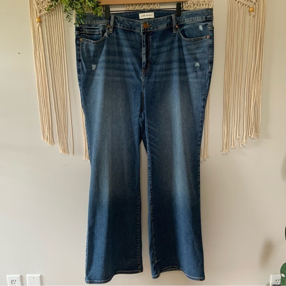LANE BRYANT Fit Genius High Rise Boot Jeans Medium Wash Magic Waistband 26/28 - Picture 2 of 14